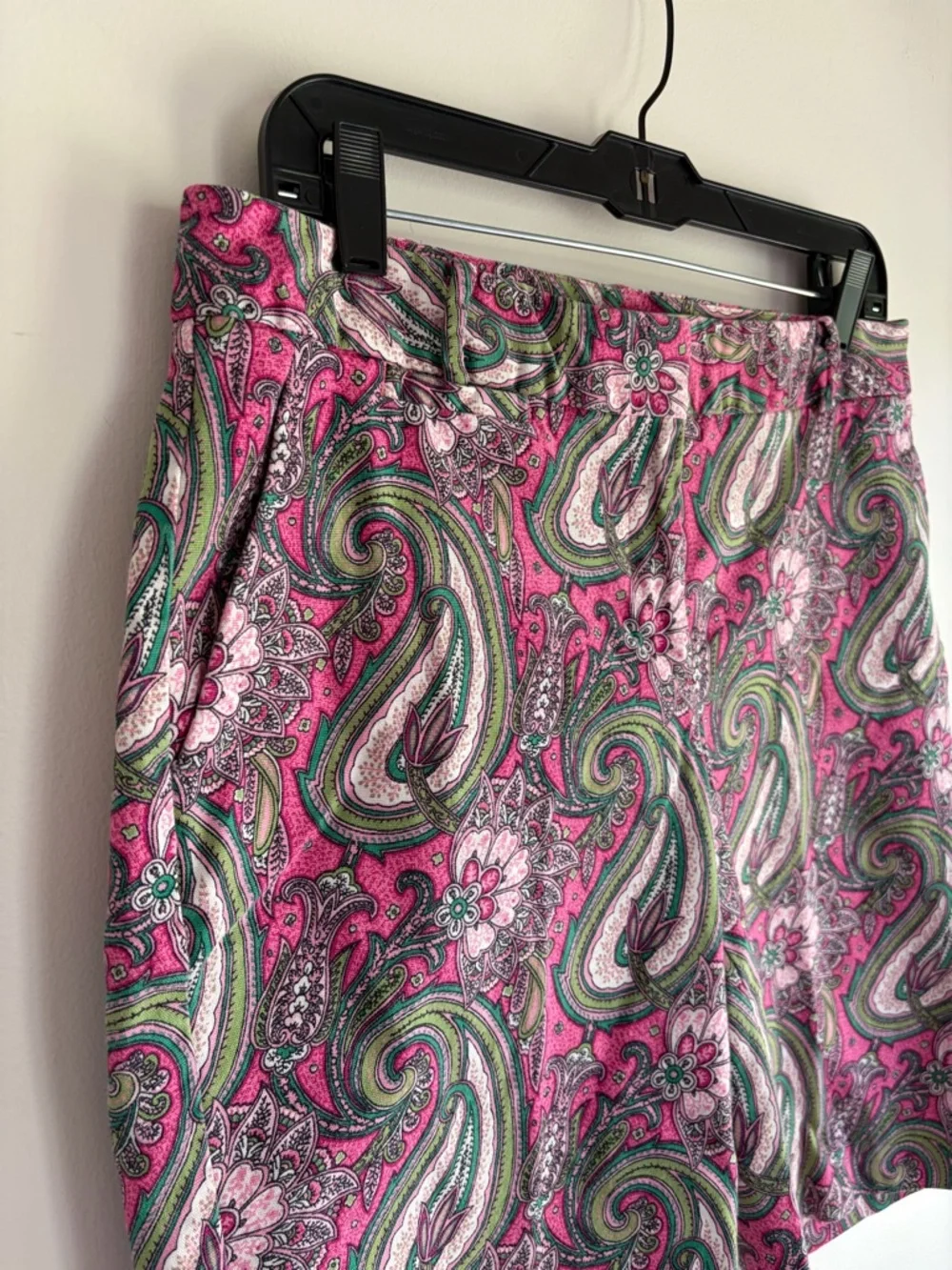 Talbots Pink and Green Paisley Cotton Bermuda Shorts Size 8